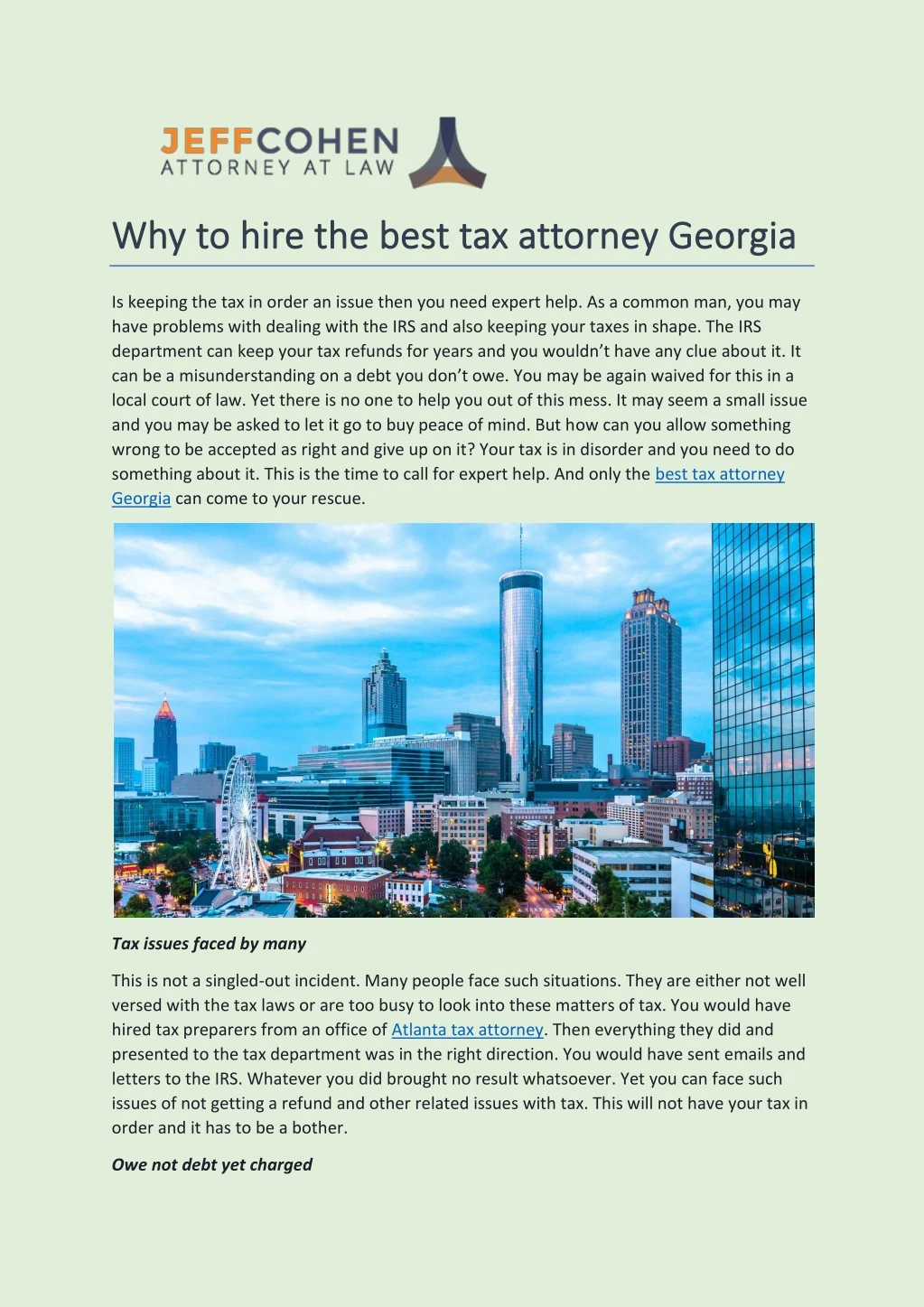 why to hire the best tax attorney georgia