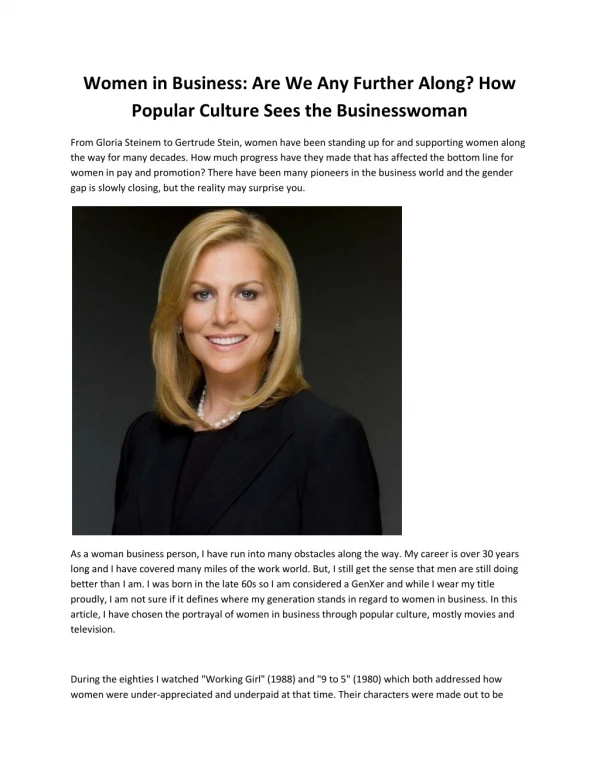 women in business are we any further along
