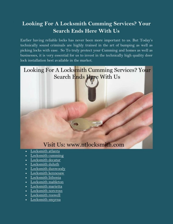 Looking For A Locksmith Cumming Services? Your Search Ends Here With Us