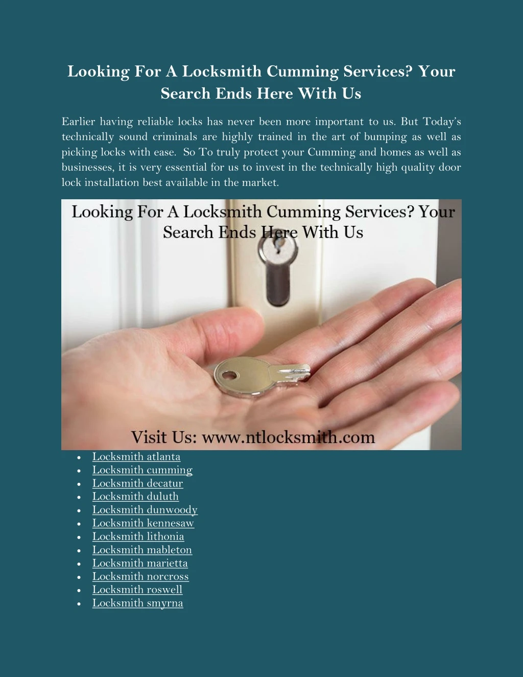 looking for a locksmith cumming services your