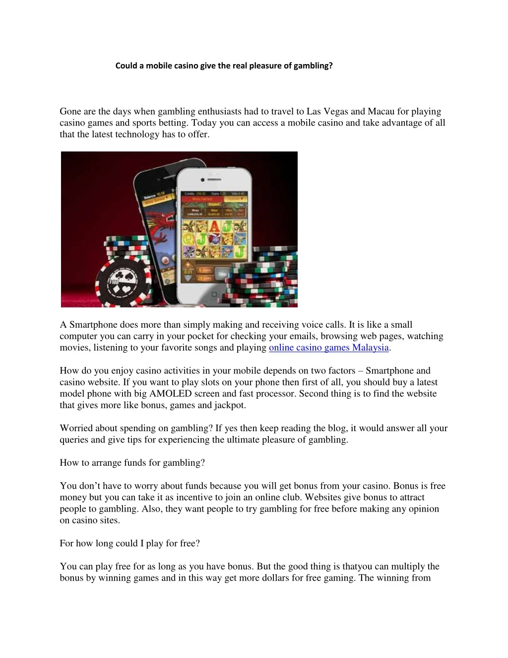 could a mobile casino give the real pleasure