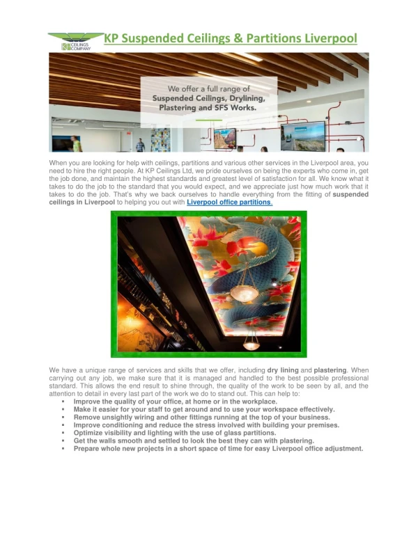 kp suspended ceilings partitions liverpool