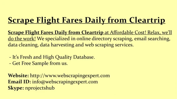 scrape flight fares daily from cleartrip