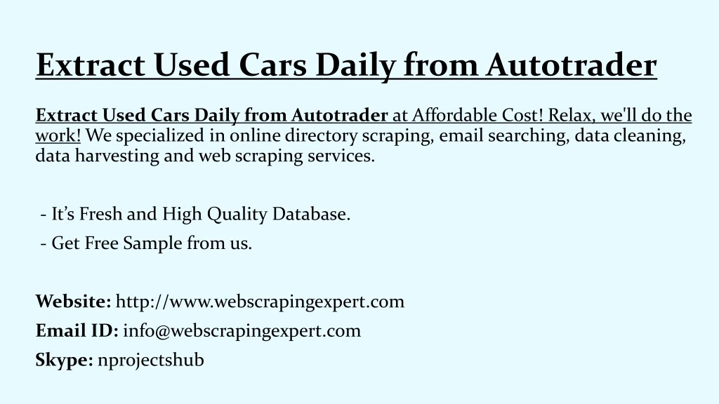 extract used cars daily from autotrader