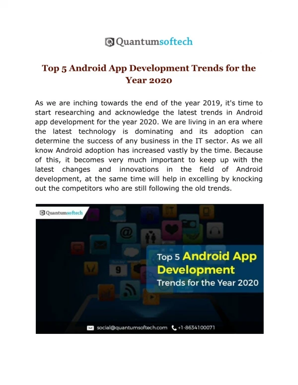 Top 5 Android App Development Trends for the Year 2020