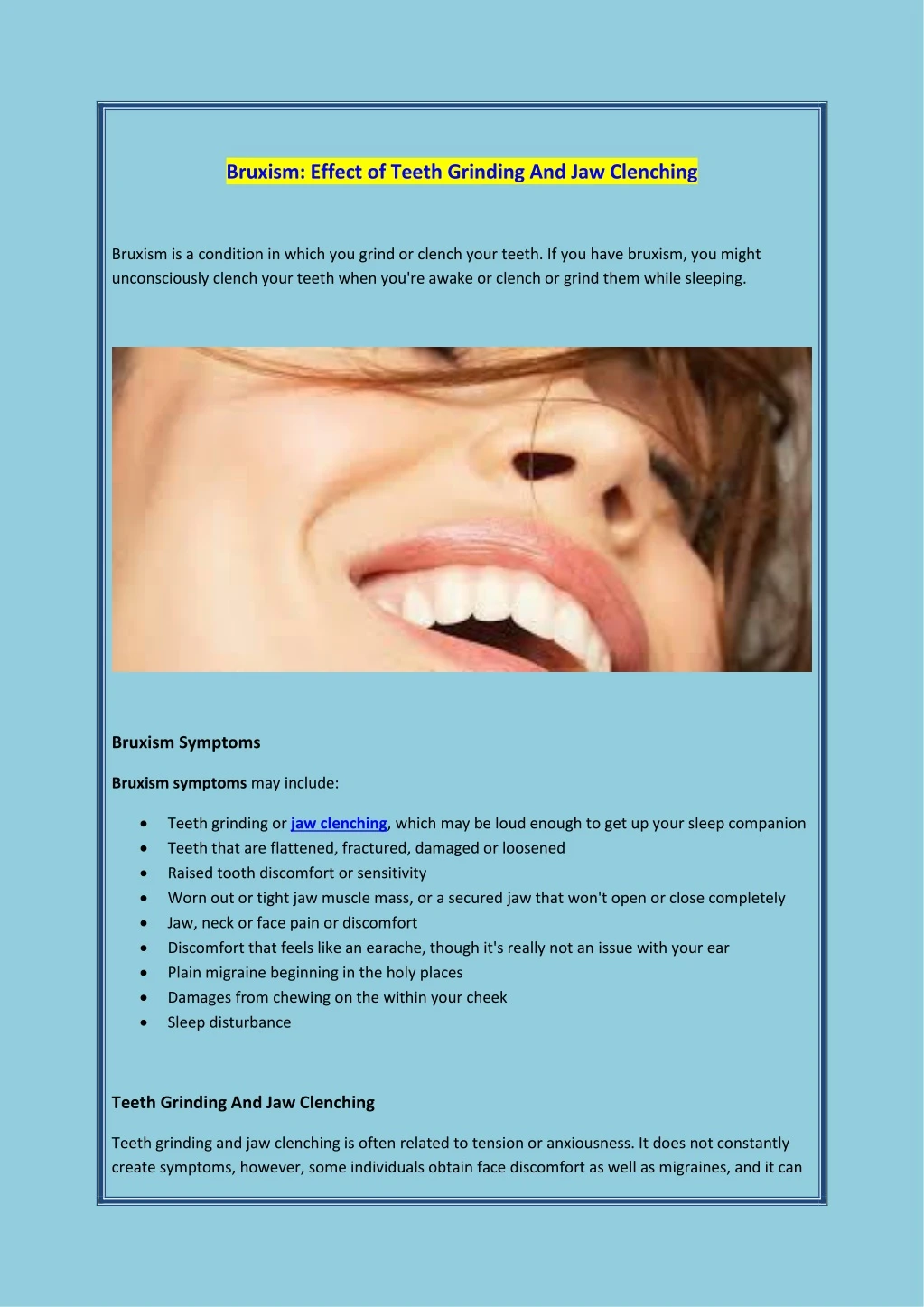 bruxism effect of teeth grinding and jaw clenching
