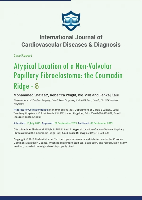 International Journal of Cardiovascular Diseases & Diagnosis
