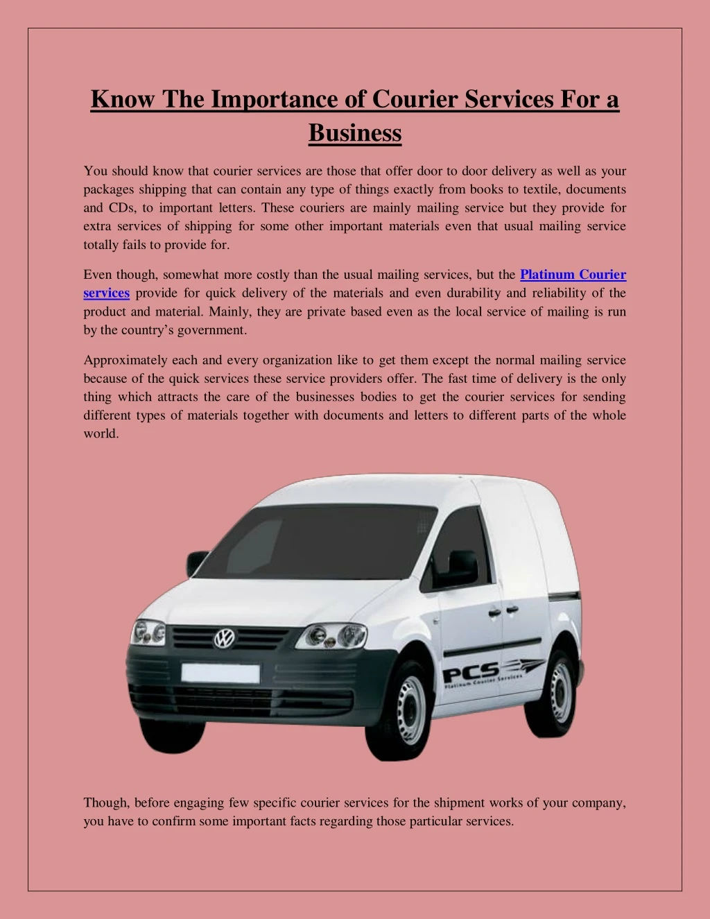 know the importance of courier services