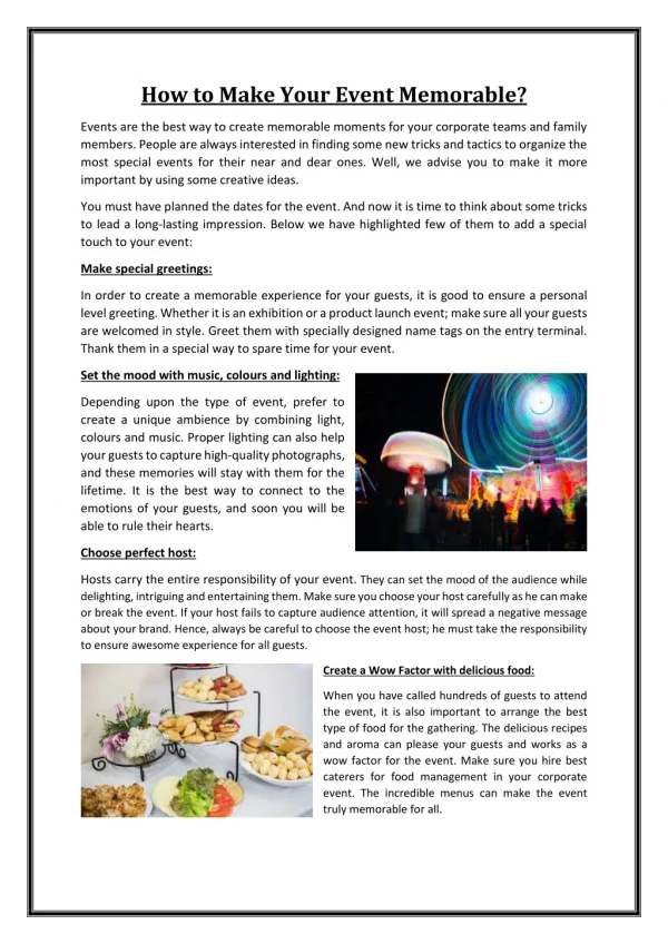 how to make your event memorable