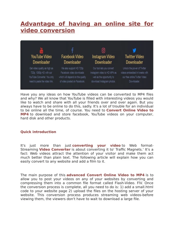 Advantage of having an online site for video conversion