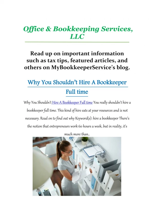 Bookkeeping news
