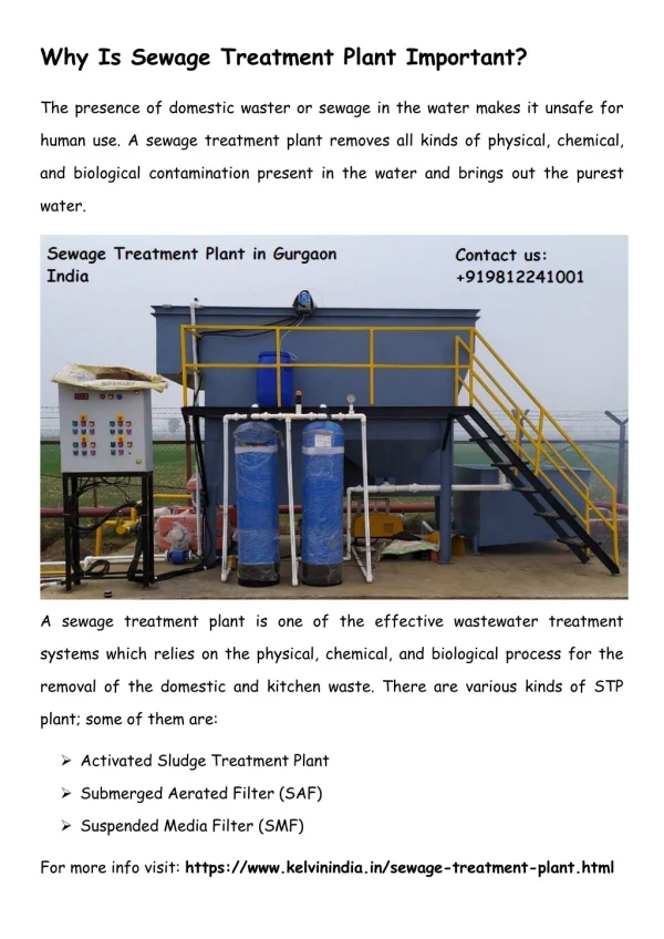 Why Is Sewage Treatment Plant Important?