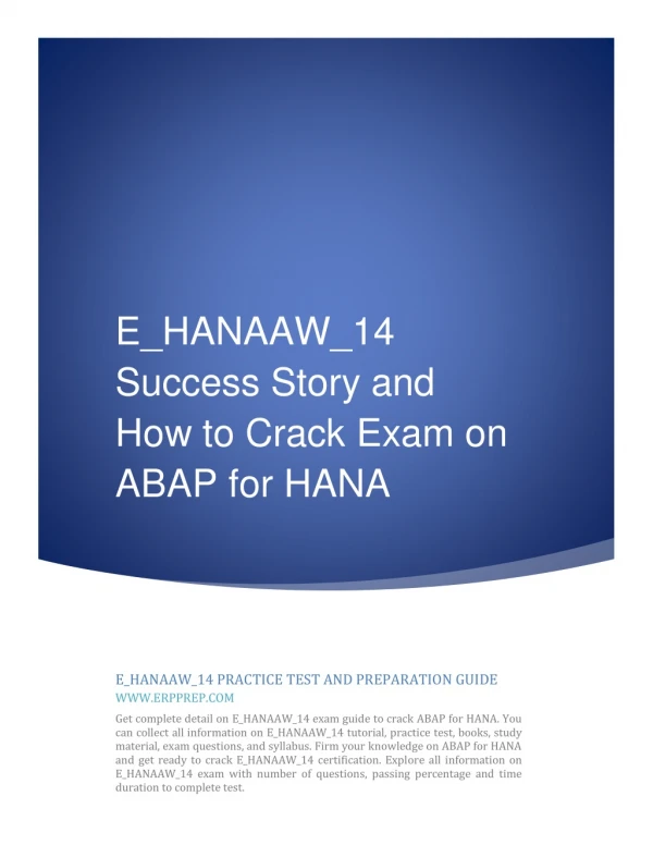 e hanaaw 14 success story and how to crack exam