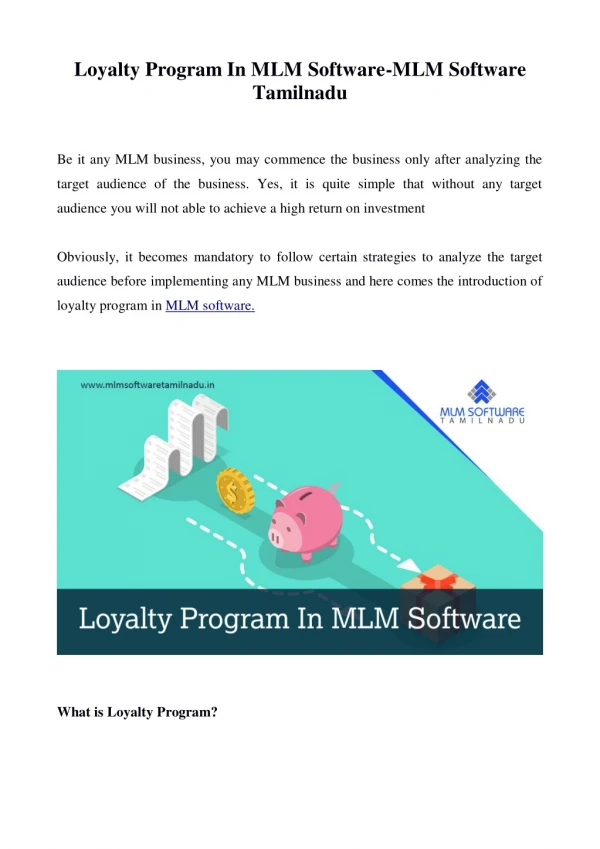 loyalty program in mlm software mlm software