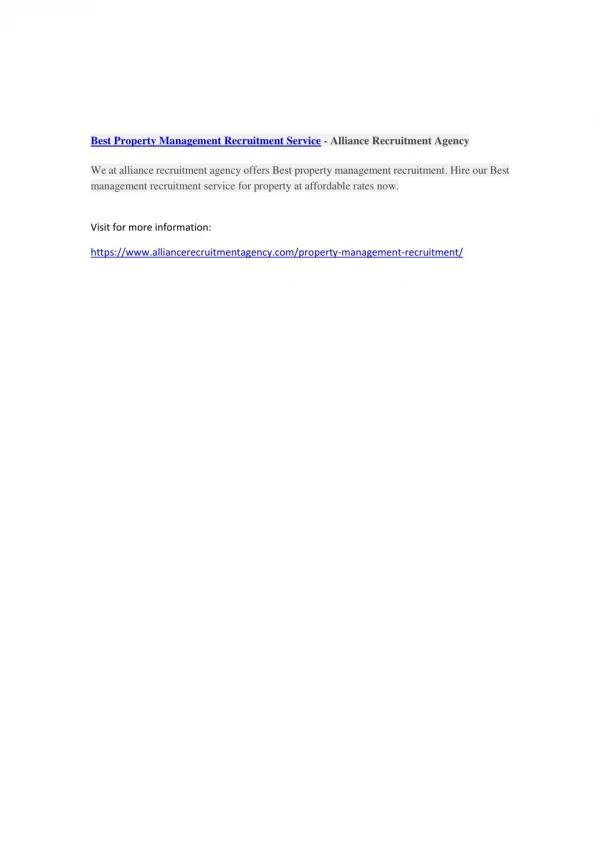 best property management recruitment service