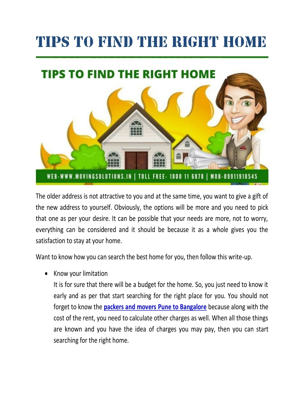 tips to find the right home