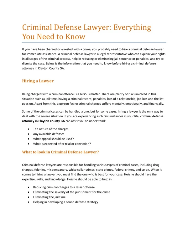 Criminal Defense Lawyer: Everything You Need to Know
