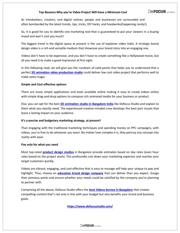 top reasons why you re video project will have