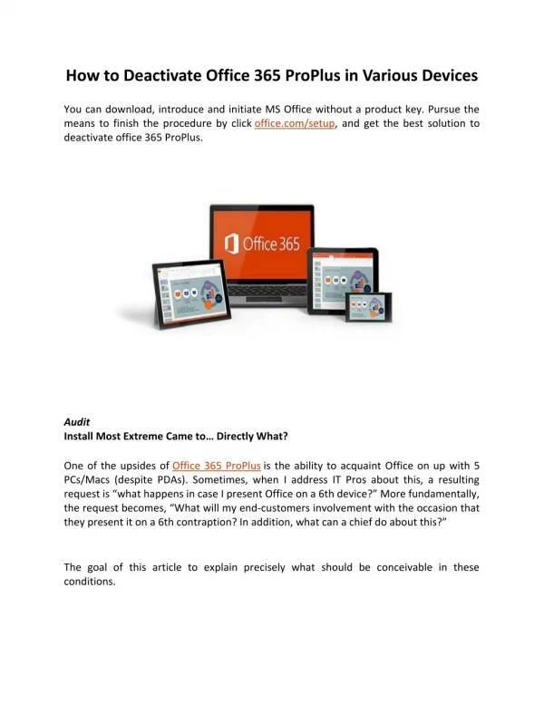 how to deactivate office 365 proplus in various