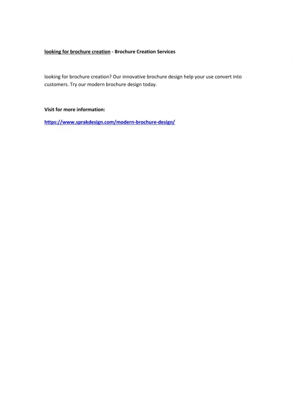 looking for brochure creation brochure creation