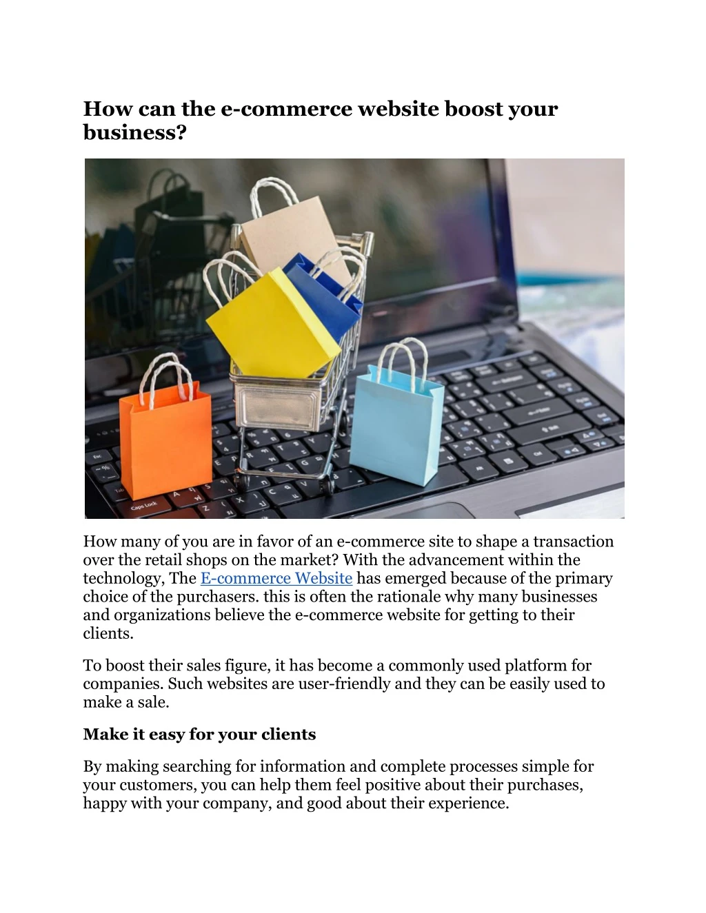 how can the e commerce website boost your business