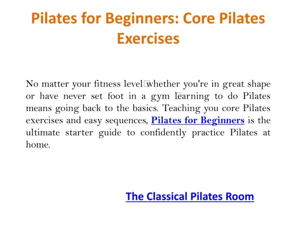 Pilates Mat Classes - For Improving Your Health & Fitness