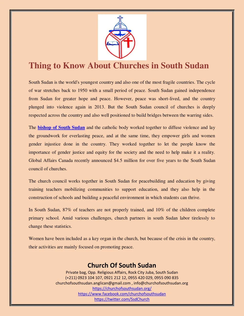 thing to know about churches in south sudan
