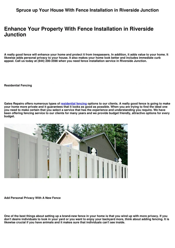 spruce up your house with fence installation