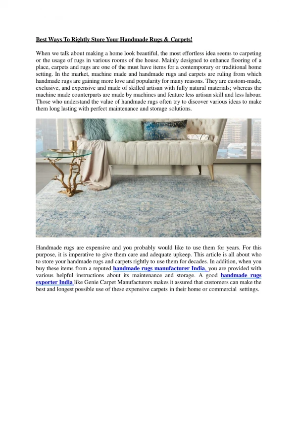 Best Handmade rugs manufacturer Services In India