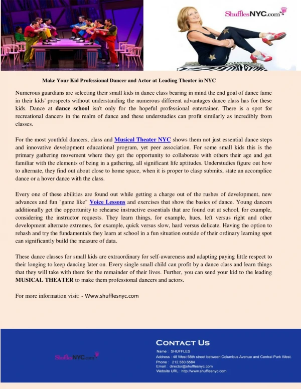 make your kid professional dancer and actor