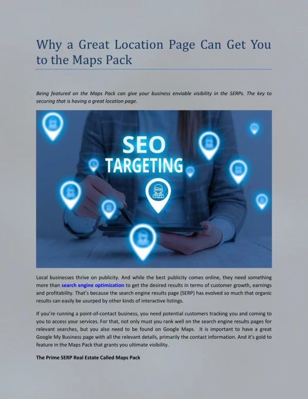 why a great location page can get you to the maps