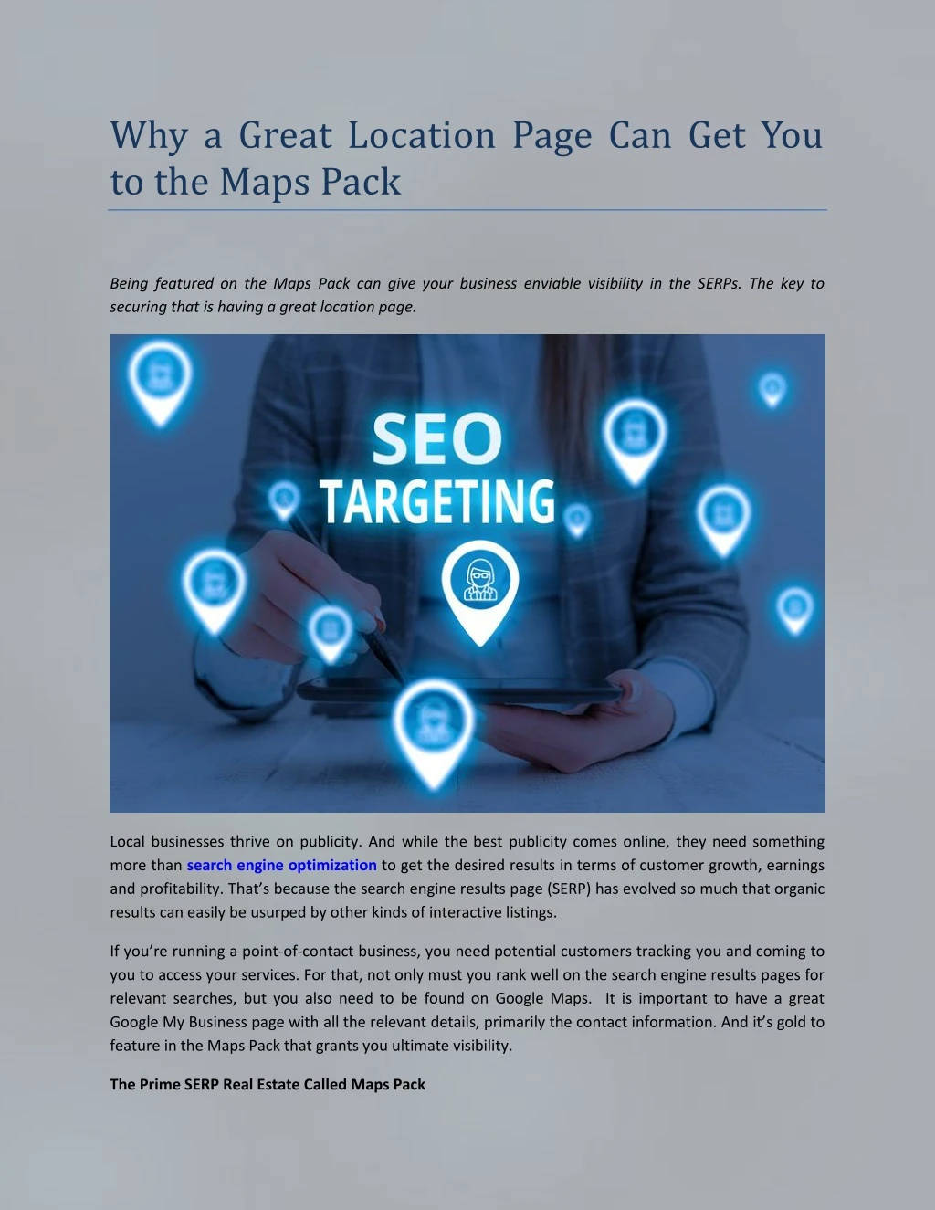 why a great location page can get you to the maps
