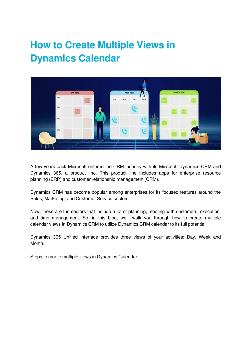 how to create multiple views in dynamics calendar