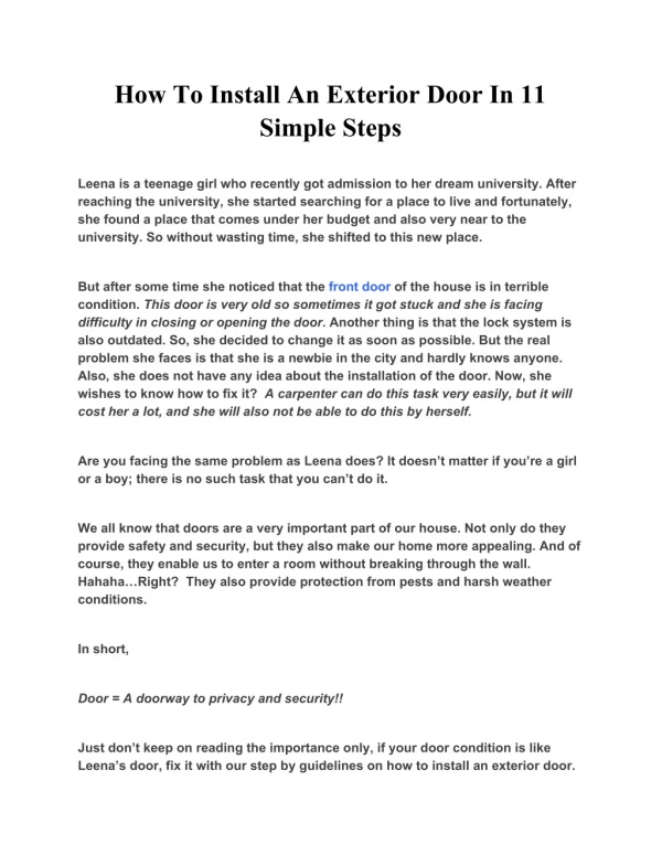 how to install an exterior door in 11 simple steps