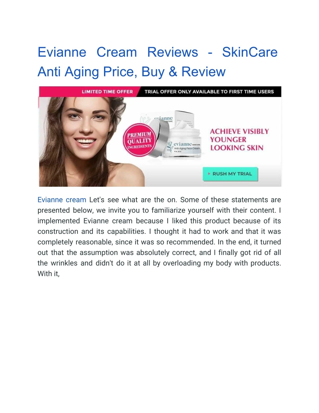evianne cream reviews skincare anti aging price