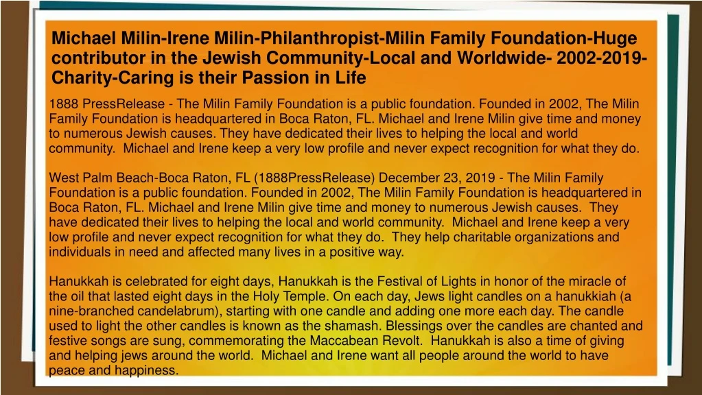 michael milin irene milin philanthropist milin