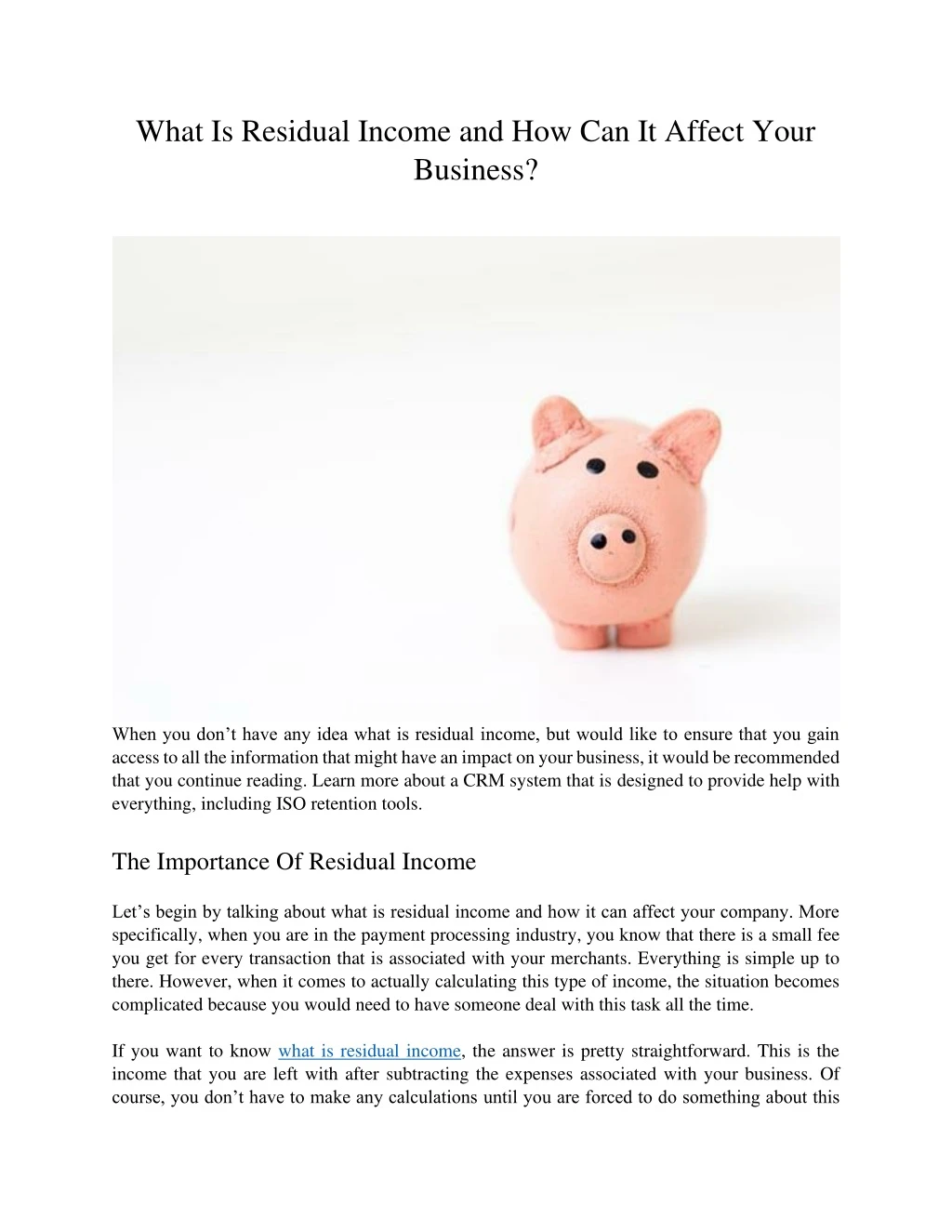 what is residual income and how can it affect