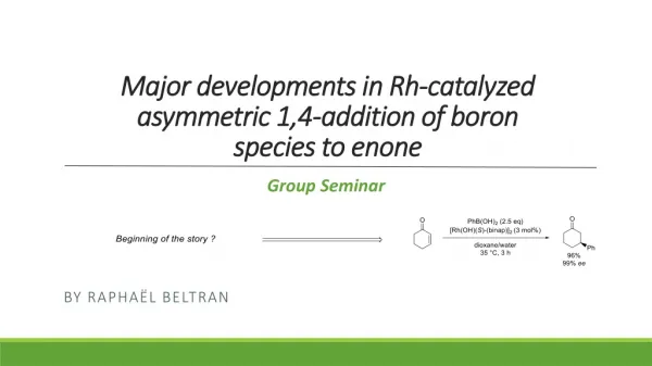 Major developments in Rh-catalyzed asymmetric 1,4-addition of boron species to enone