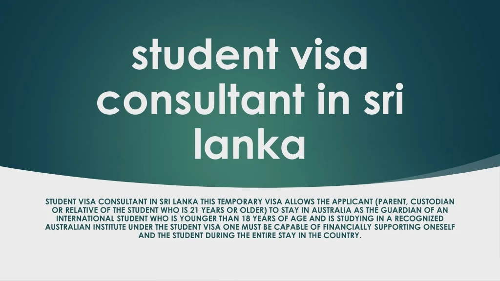 student visa consultant in sri lanka