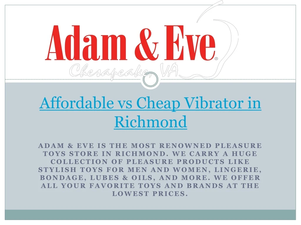 affordable vs cheap vibrator in richmond