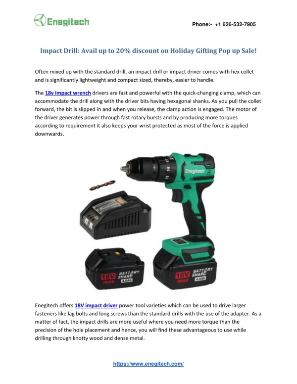 Impact Drill: Avail up to 20% discount on Holiday Gifting Pop up Sale!