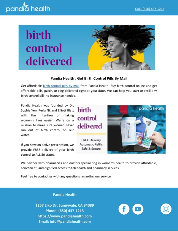 Pandia Health : Get Birth Control Pills By Mail