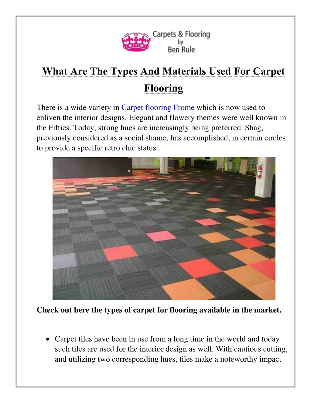 what are the types and materials used for carpet