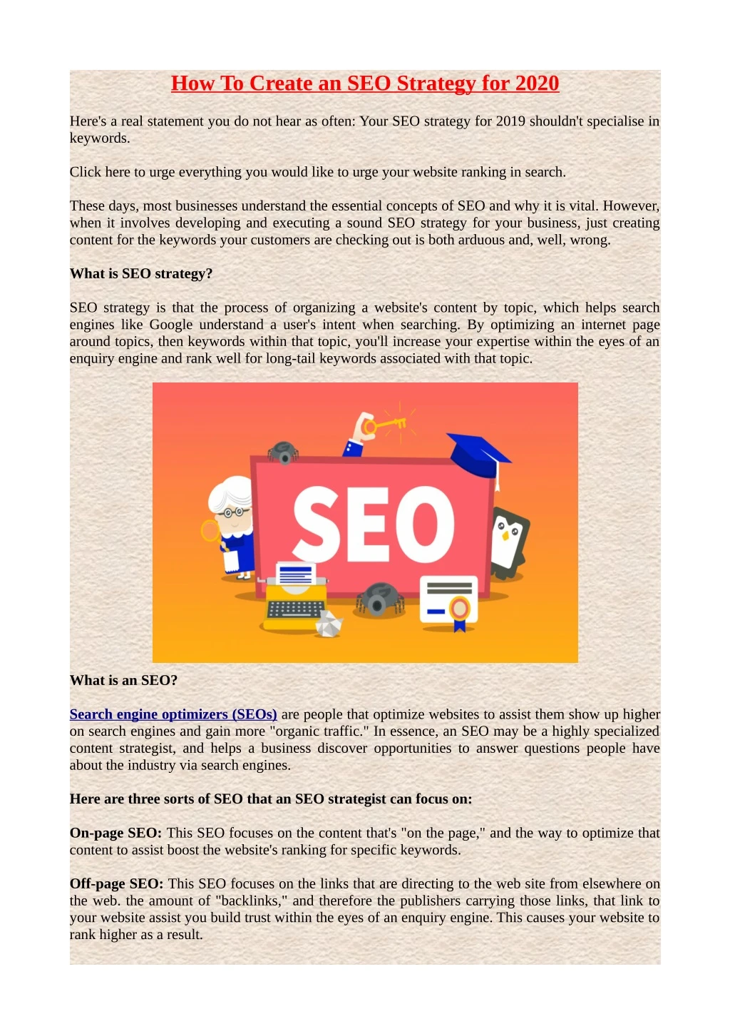 how to create an seo strategy for 2020