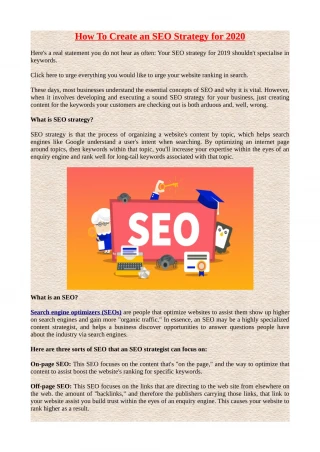How to Create an SEO Strategy for 2020. - slide 1
