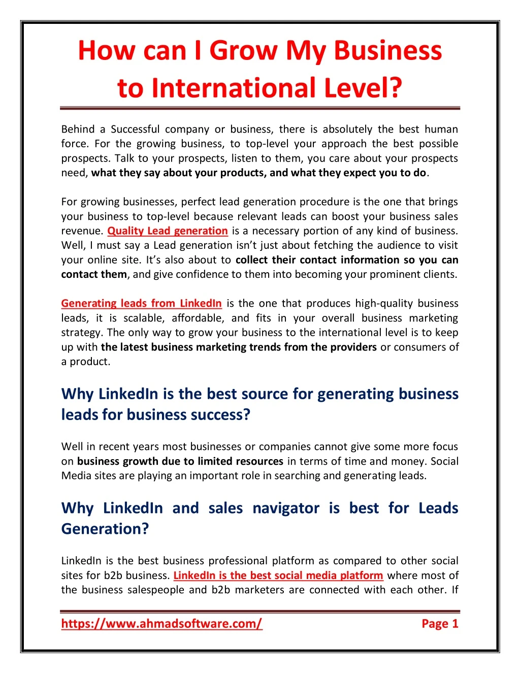 how can i grow my business to international level