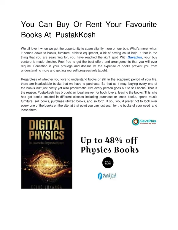 yo u ca n bu y o r ren t you r favourit e books at pustakkosh