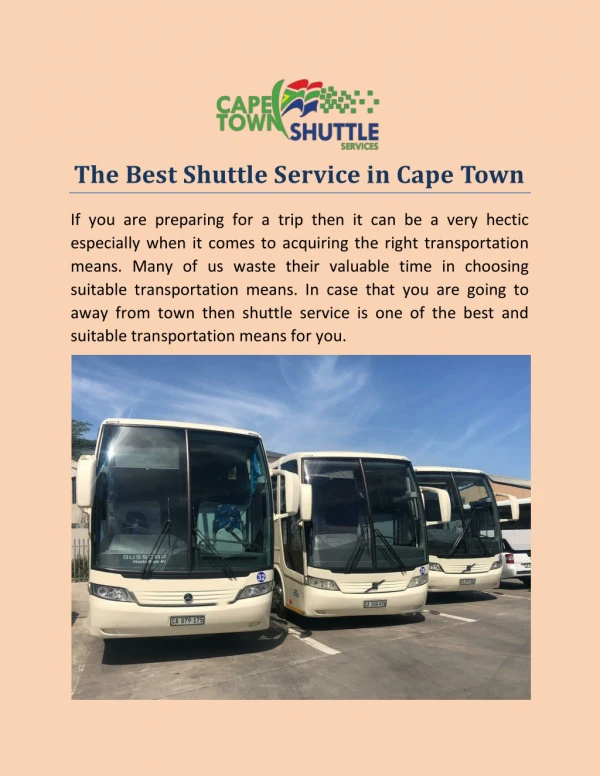 The Best Shuttle Service in Cape Town