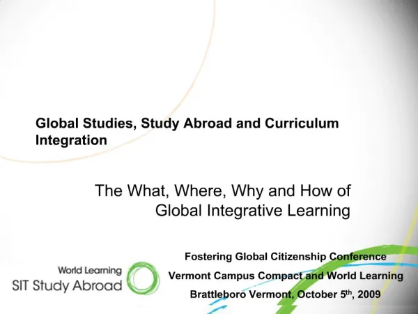 Global Studies, Study Abroad and Curriculum Integration
