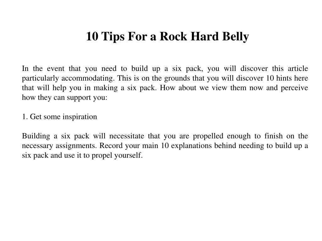 10 tips for a rock hard belly